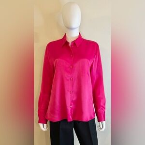 Zara Size L Deep Pink Button-Down Shirt